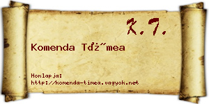 Komenda Tímea névjegykártya